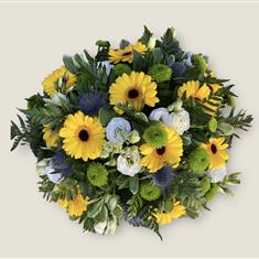 Yellow and thistle posy