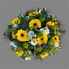 Yellow and thistle posy